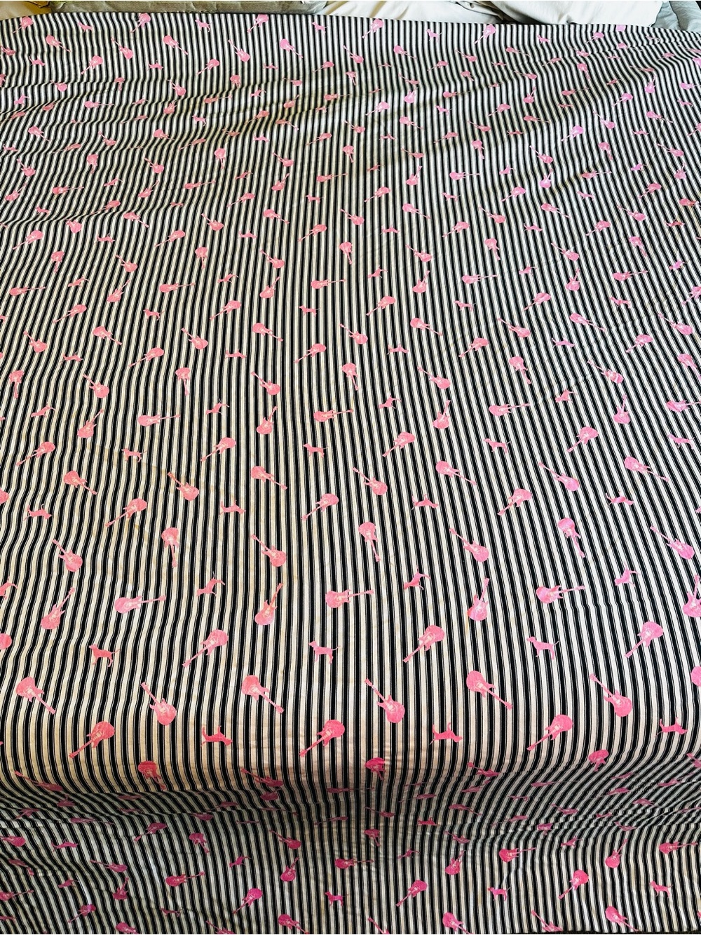 PINK Victoria's Secret Black & White Striped Comforter - Dogs & Guitars